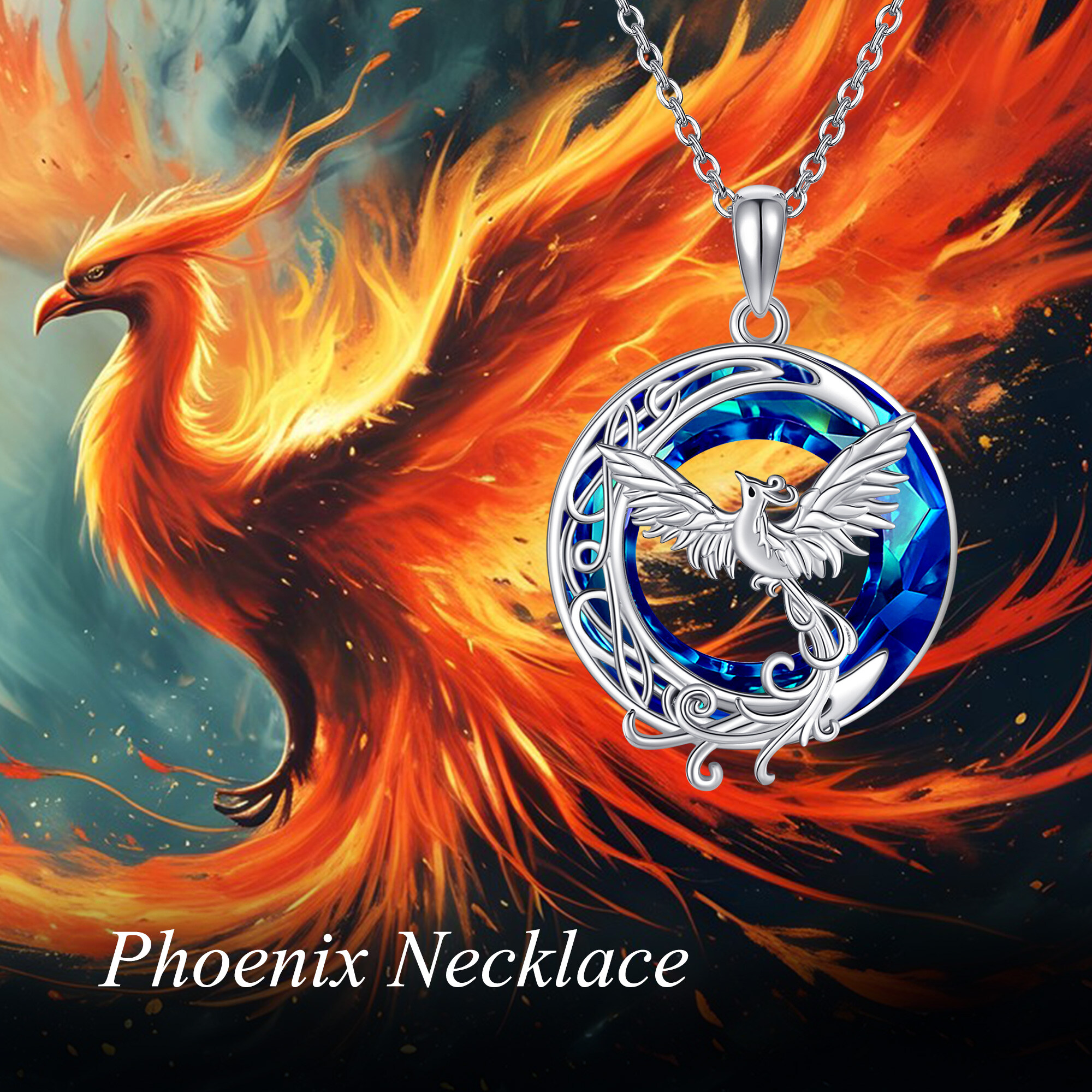 925 Sterling Silver Phoenix Necklace Set, Elegant Gift