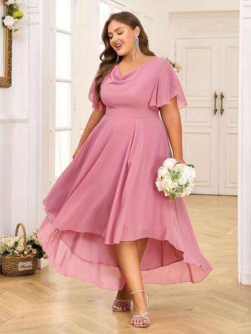 Robe De Soirée Femme Sans Manches – Col V, Taille Haute, Mi-longue Plissée – Chic Et élégante Pour Cérémonie, Fête