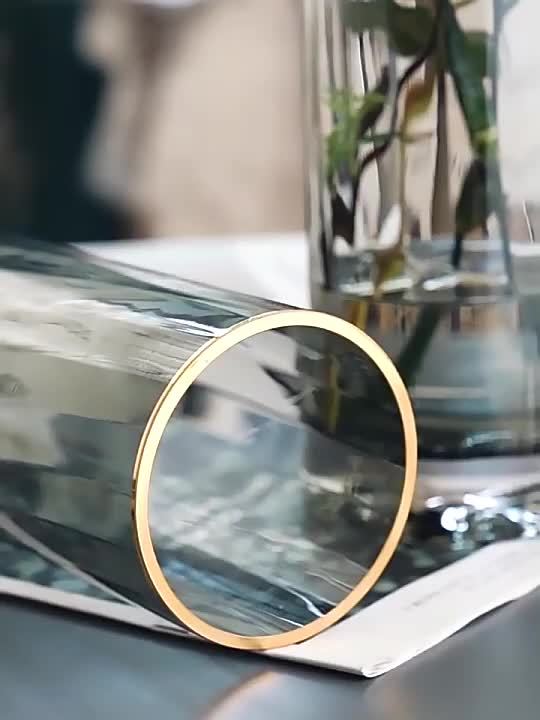 Glass Cylinder Vase Premium Quality Golden Edge Clear Glass - Temu Belgium