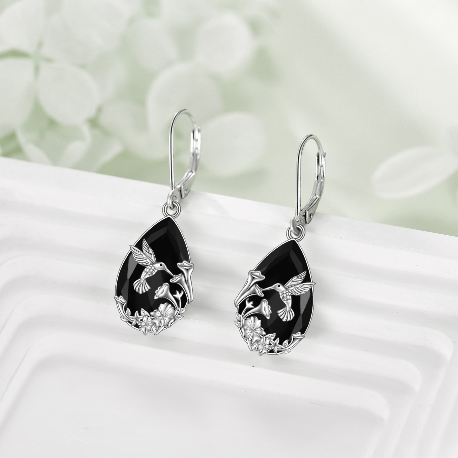 Hummingbird Drop Earrings, S925 Sterling Silver Design