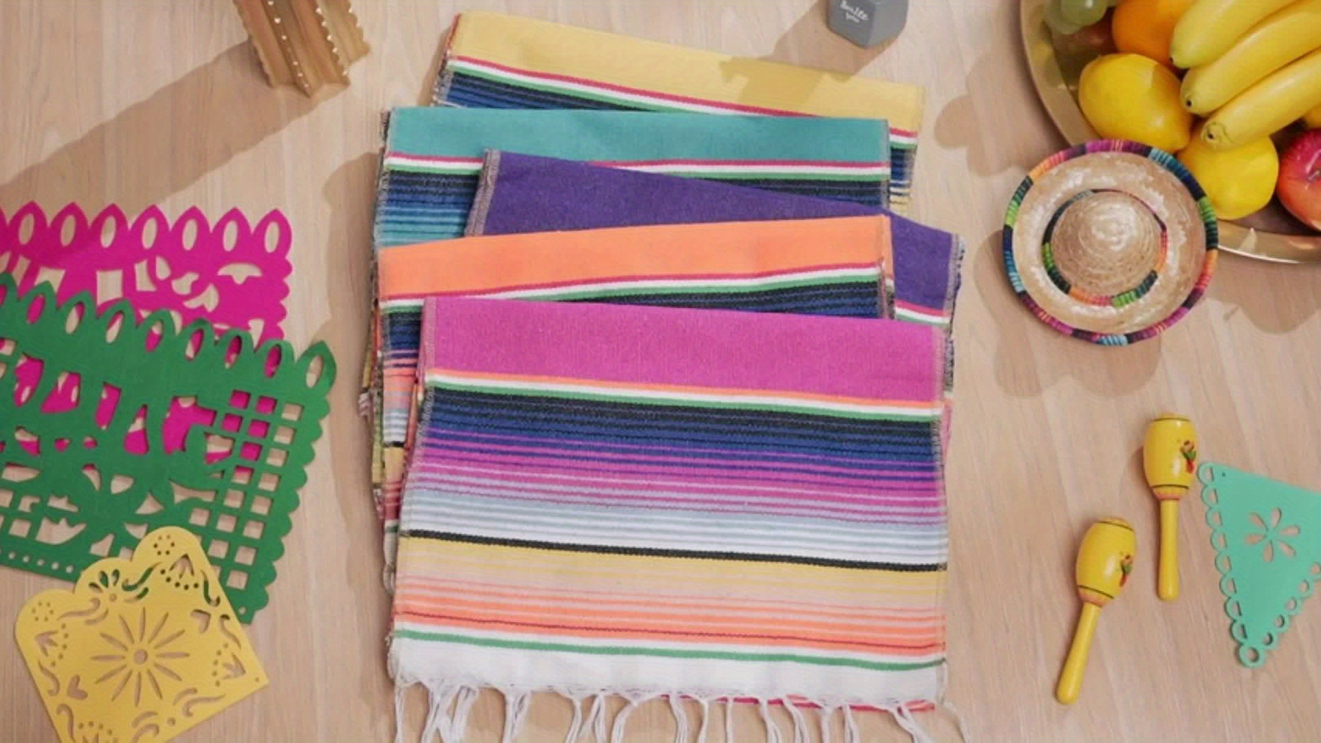 14x108 in Mexican Table Runner with Tassels Fiesta Party Decoration