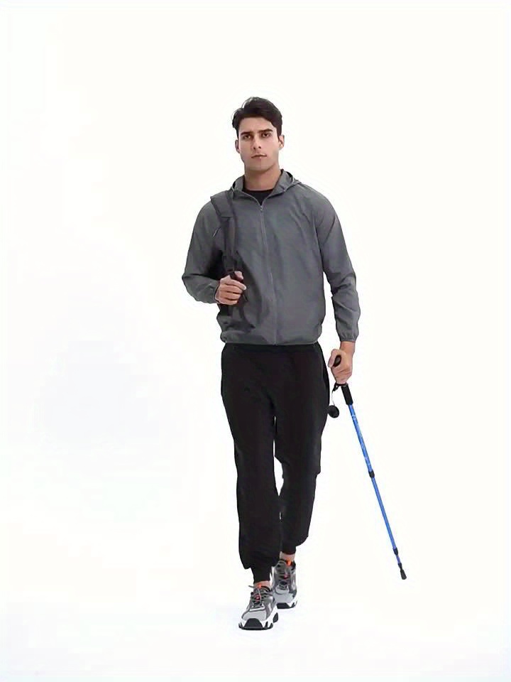 Men's Lightweight Hooded Jacket with Portable Storage Bag