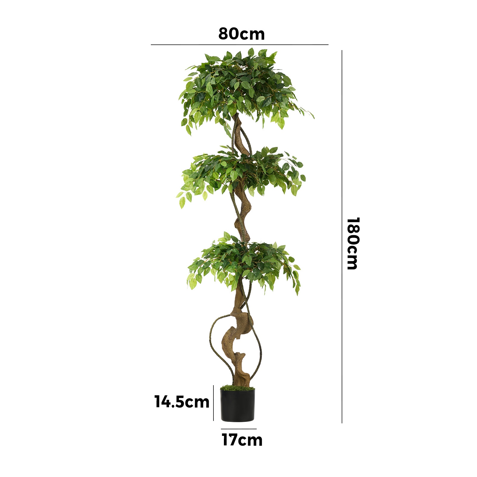TEMU 1pc Artificial Tree | Large Twisted Potted Plant, 180cm, Plastic, Non-electric