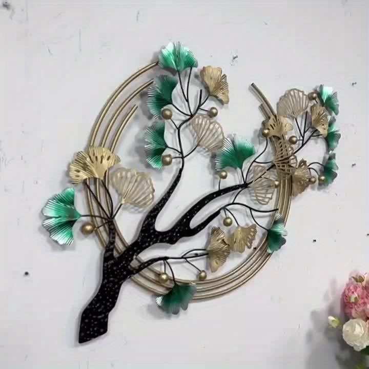 Iron Metal Wall Sculptures Leaves Iron Ginkgo Leaves
