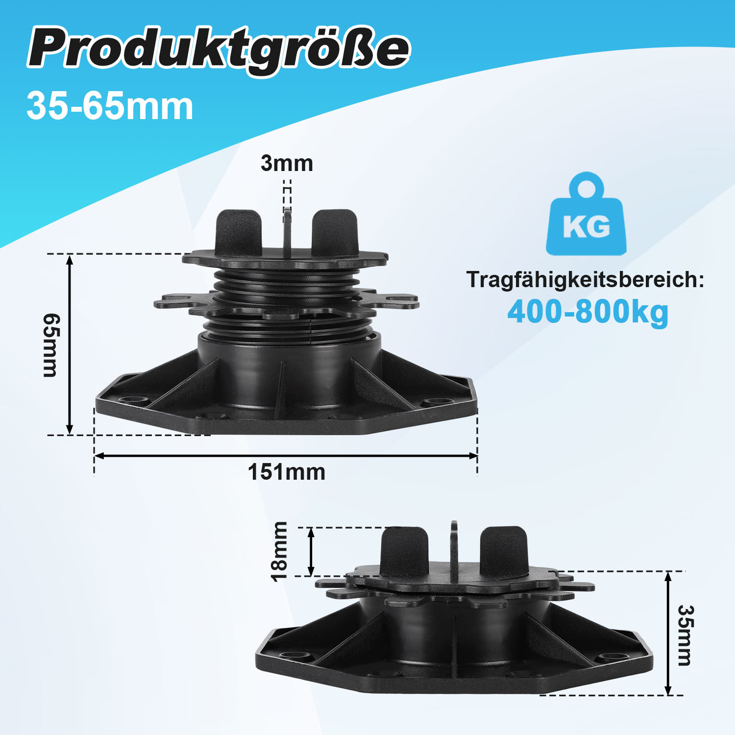 Image of 50pcs Set Of Height- Supports, Patio Supports, Adjustable Legs-suitable For Supporting Stone Slabs, Patio Pavers, Floor Slabs, And Tiles. Load Capacity: 400-800kg