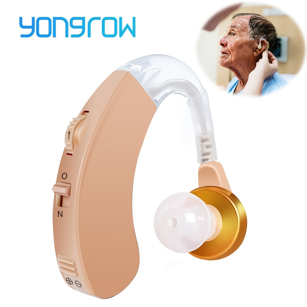 Audífonos para personas mayores y adultos, amplificador auditivo digital  con volumen ajustable y reducción de ruido, 500 horas por batería y cepillo