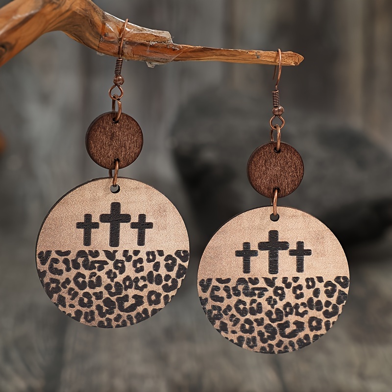 Wooden hot sale cross earrings