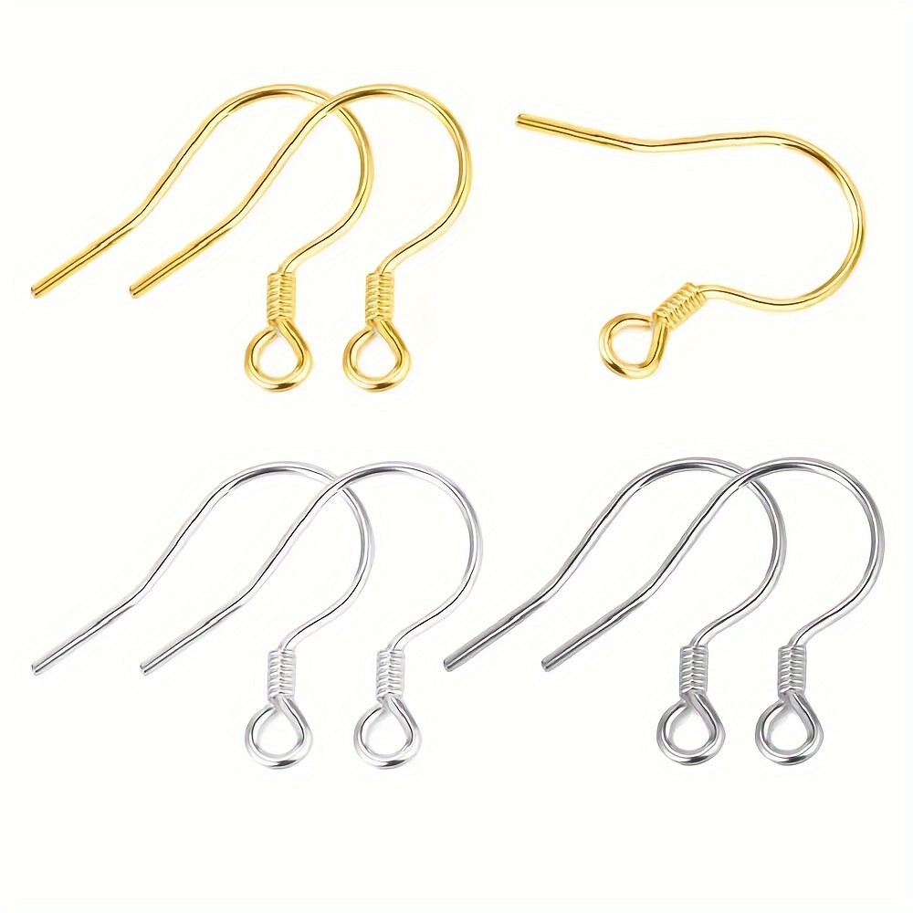 925 Sterling Silver Earring Hooks 120 PCS/60 Pairs, Ear Wires Fish Hooks,  Hypo-allergenic Jewelry Findings Parts with 120 PCS Clear Silicone Earring