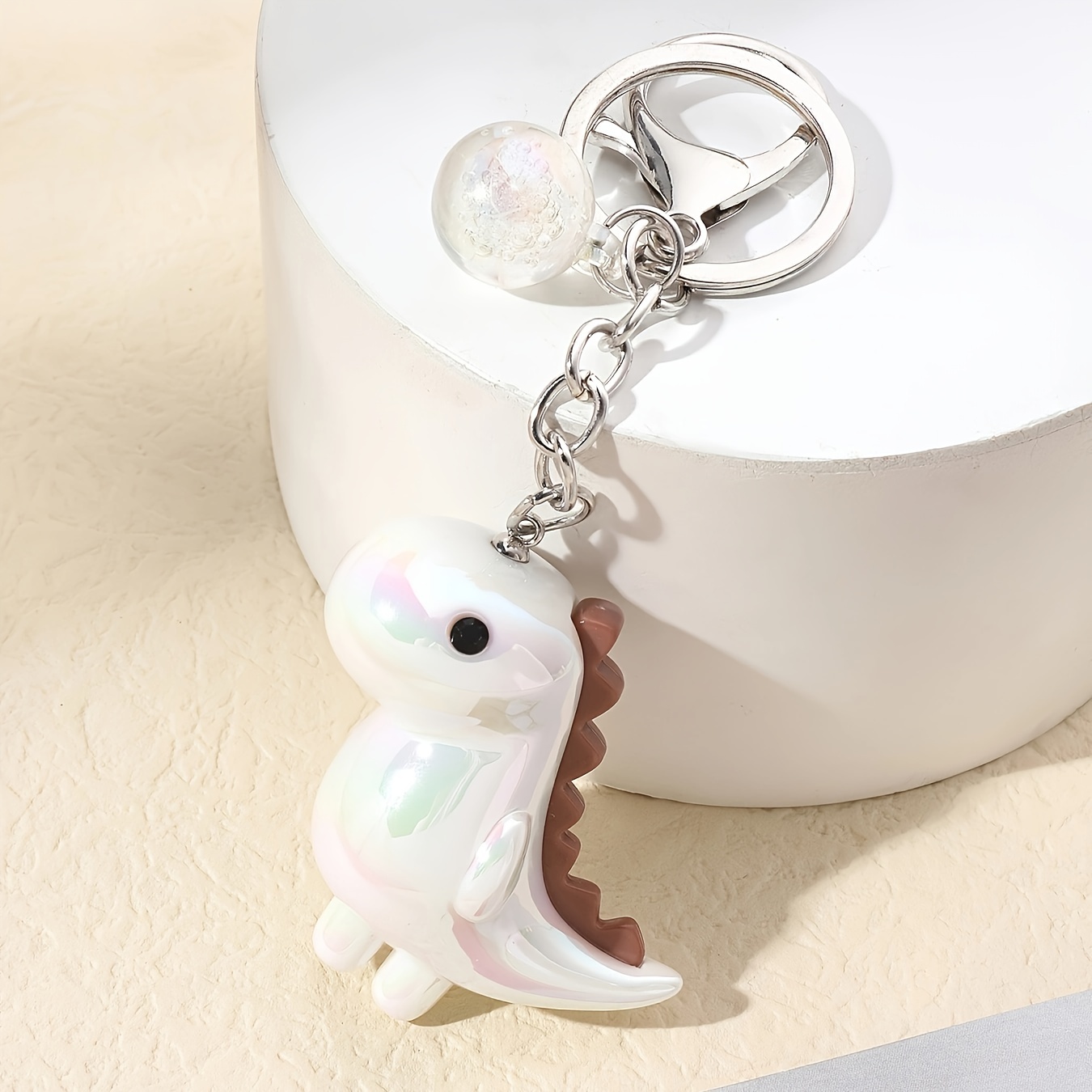 Gradient color dinosaur keychain cute llaveros leather belt