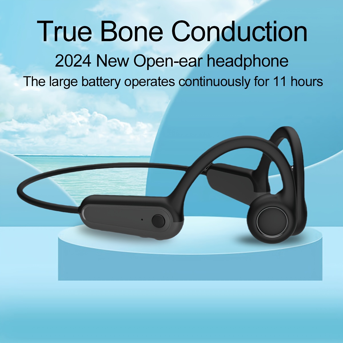 Auriculares de conducción de aire de oído abierto, inalámbricos Bluetooth  5.3, auriculares fuera de oído con micrófono integrado, graves mejorados,  10