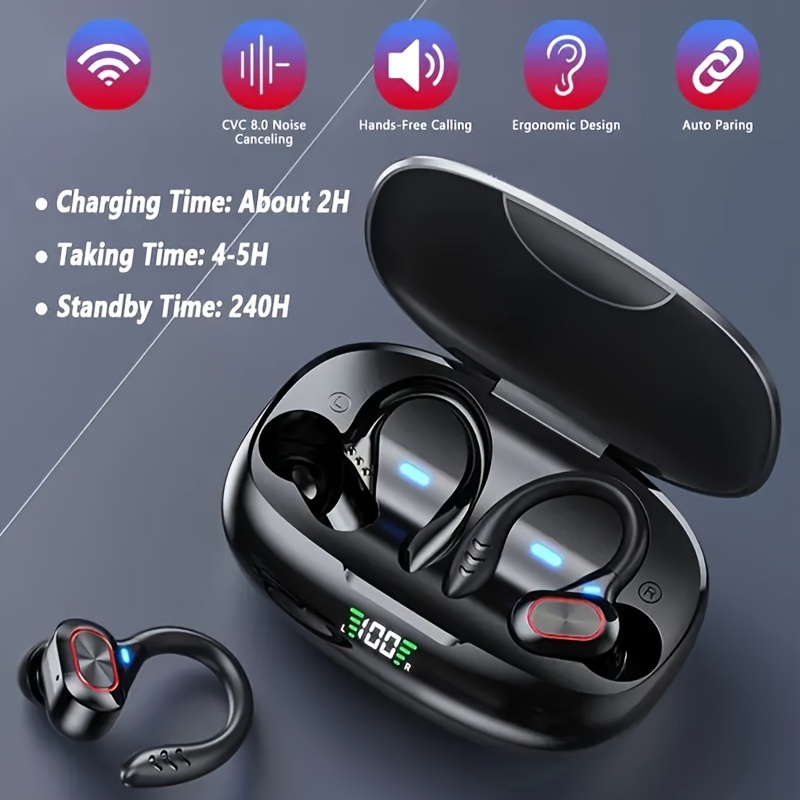 Auriculares Gaming M28 TWS, Bluetooth 5.1. Modos de sonido gaming y música.  Base de carga con luces led RGB. Control táctil.