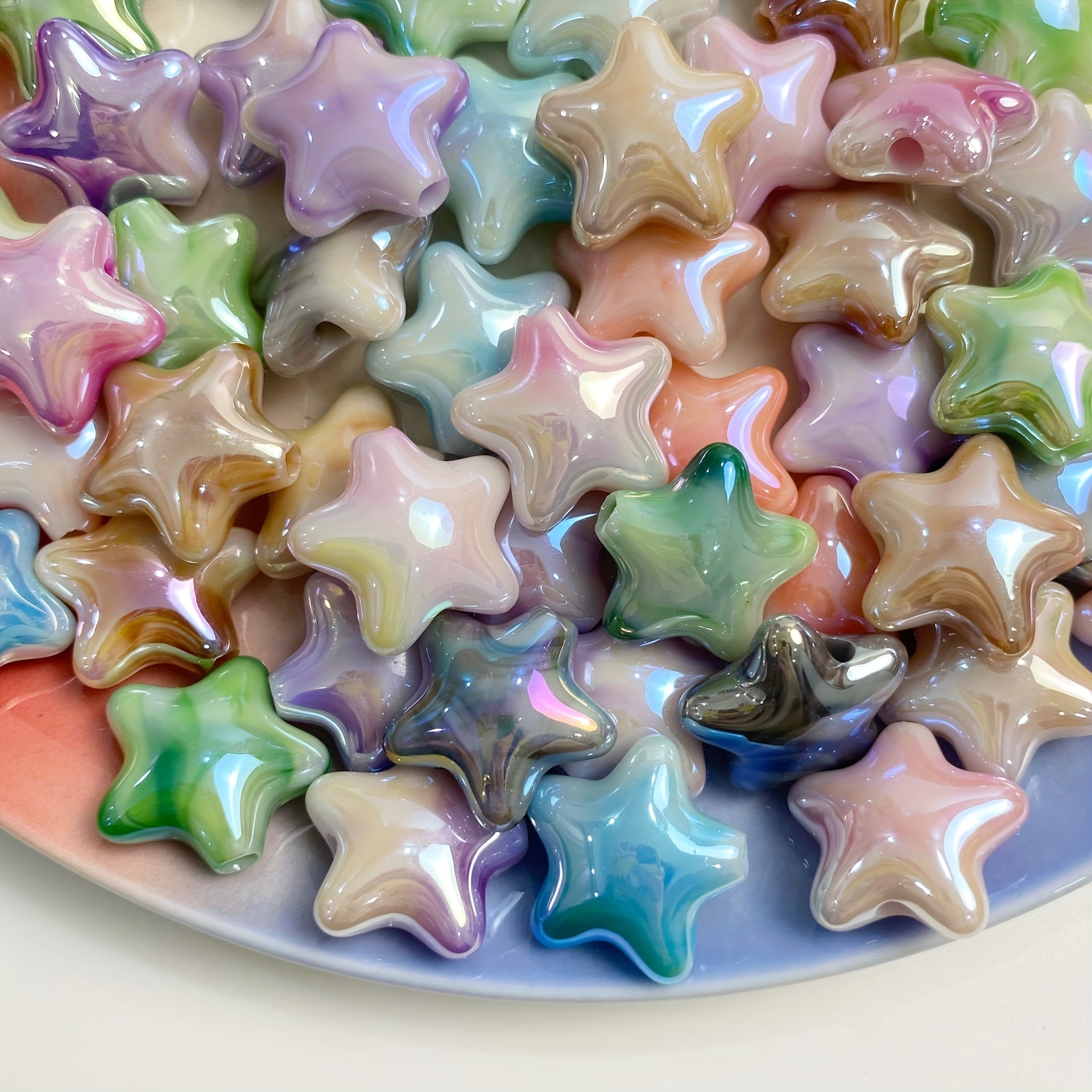 100pcs 8mm DIY Star-shaped Beads Star-shaped Glass Spacer Beads Colored  Star-shaped Beads For Handmade Jewelry Bracelet Necklace Making