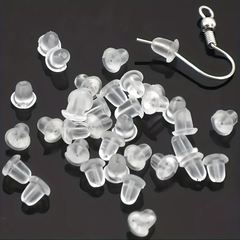 100pcs Rubber Earring Backs Plastic Soft Clear Silicone Ear Stoppers  Stabilizers