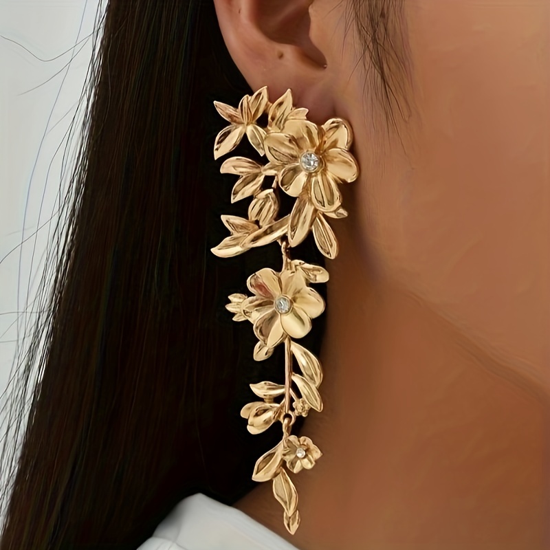Exaggerated Vintage Boho Flower Carved Hoop Dangle Earrings - Temu