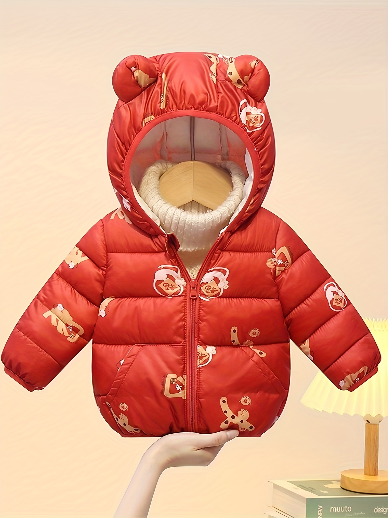  Abrigos de invierno para niños, bebés, niños y niñas, con  estampado de dibujos animados, con orejas de oso, chaqueta acolchada  acolchada para bebés, chaquetas para exteriores : Ropa, Zapatos y Joyería