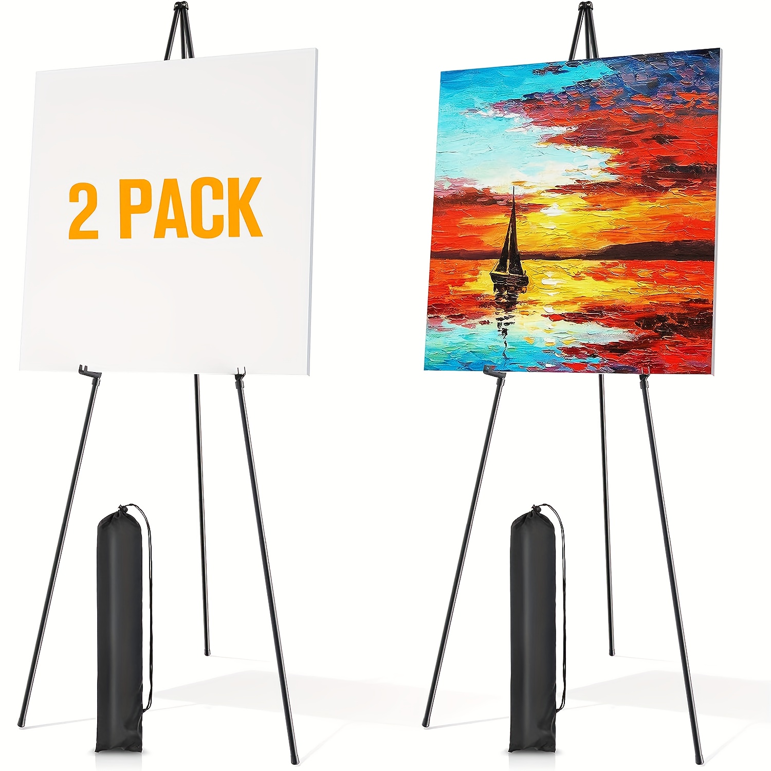 2-Pack: 61 Collapsible A Frame Tripod Easel Iron Alloy Drawing Stand