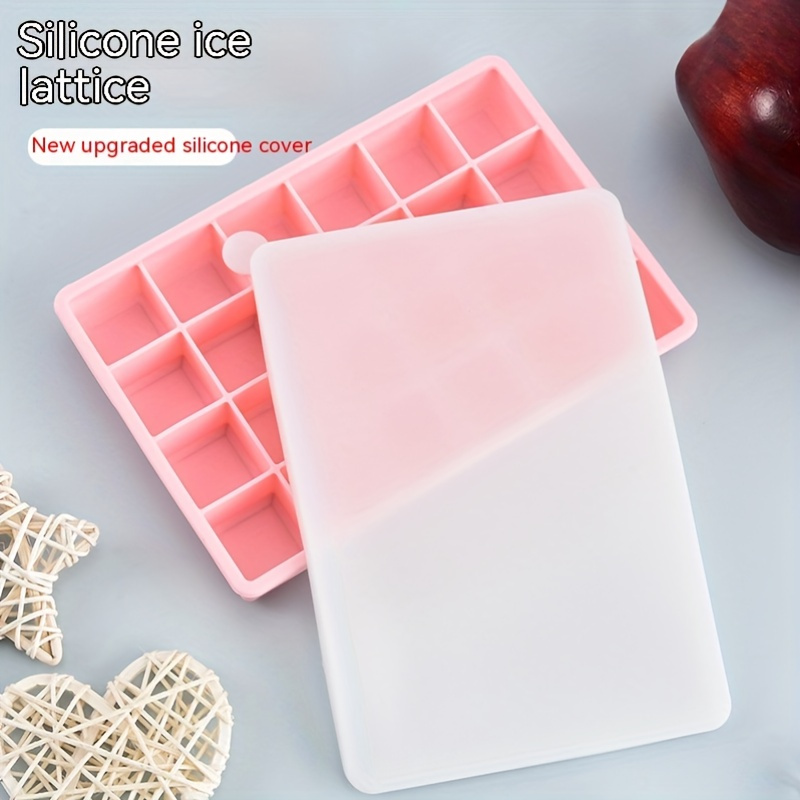 New Ice Cube Release Silicone Cube Trays Spill Resistant Removable Lid  Stackable Soft Bottom Silicone Ice Lattice Mold - AliExpress