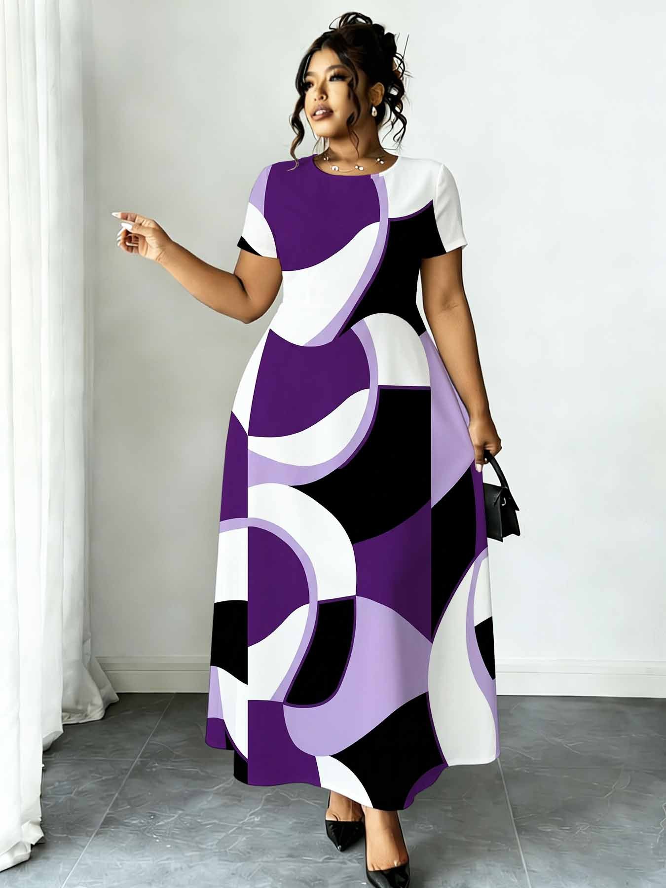 purple dress temu Women's Elegant Purple Dress with V-Neck & * Waist Tie - A-Line *-Length Short to long * Dress for Weddings, Parties, Business Events