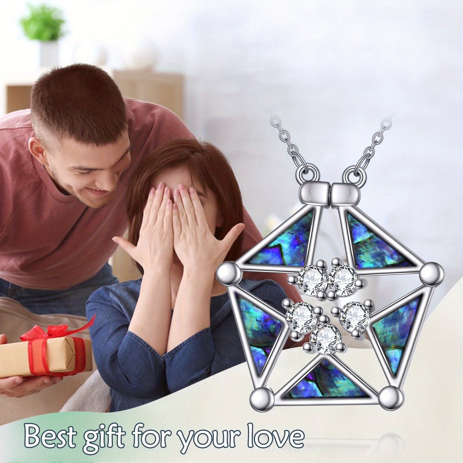 Sterling Silver Abalone Shell Pentagram Necklace