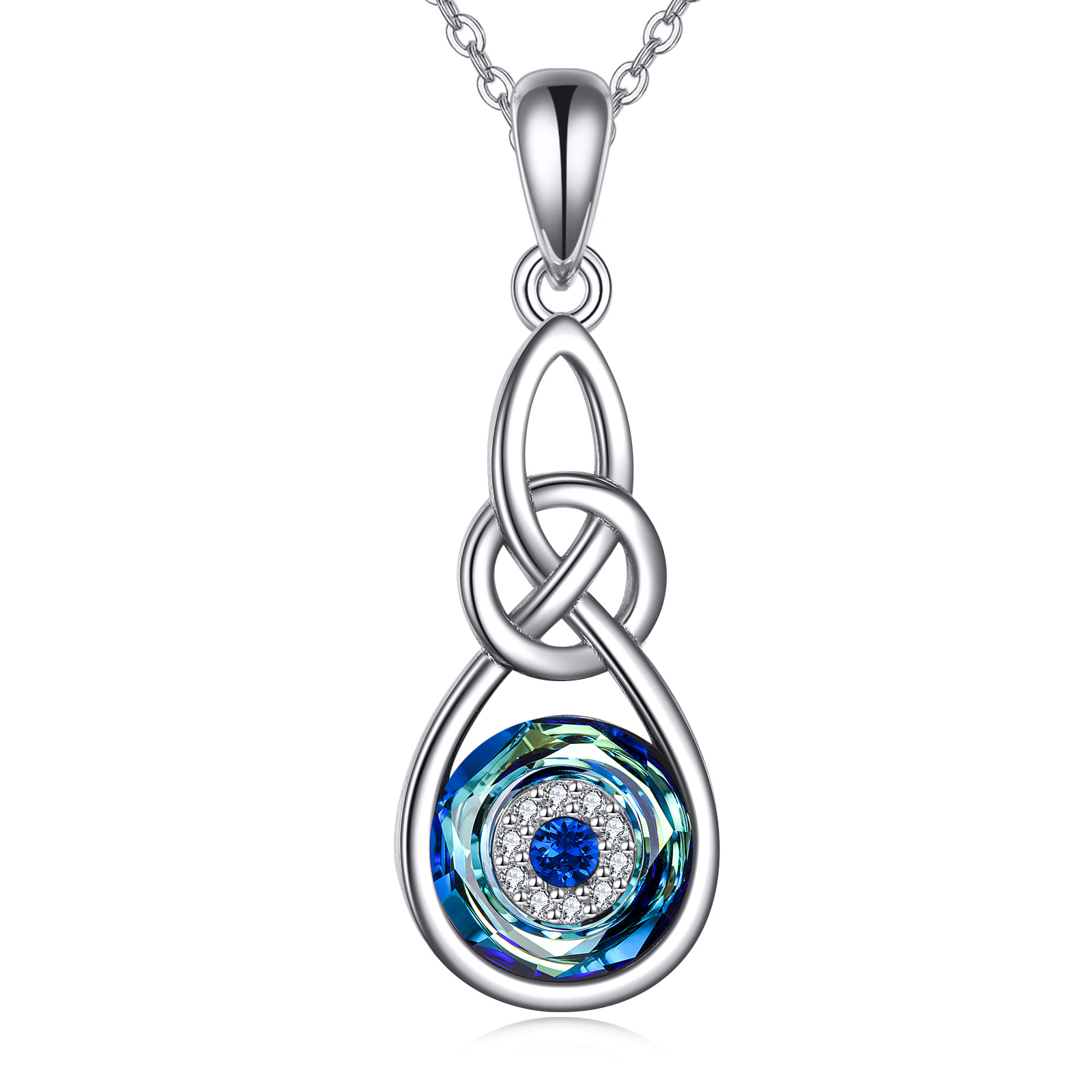 Women's 925 Sterling Silver Evil Eye Infinity Necklace