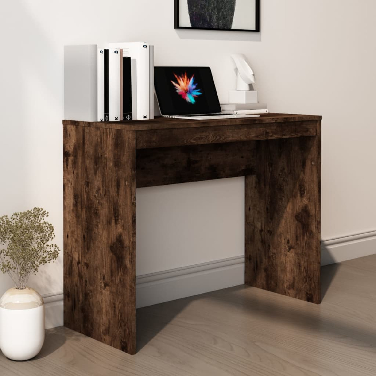 Schreibtisch Computertisch Arbeitstisch Bürotisch Pc Tisch Büro Laptoptisch Büromöbel Arbeitszimmer Räuchereiche 90x 40x 72 Cm Holzwerkstoff