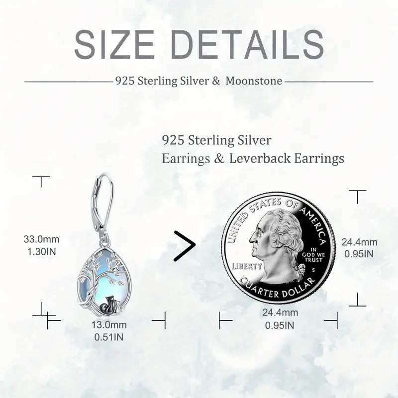 synthetic   mother daughter cat earrings for women 925 sterling   cat earrings dangle tree of life synthetic   jewelry Product details 2