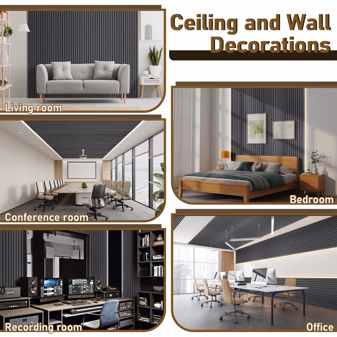 set of panels wood 120 x 60cm 21mm thick made of mdf and pet felt suitable for noise reduction in living rooms offices and Product details 5
