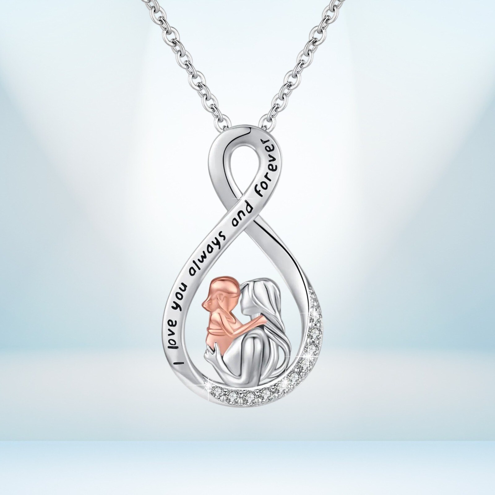 Image of Mother Daughter Necklace Pendant S925 Sterling Silver With Mother Daughter Hug Necklace Mom Necklace For Mom Grandma Women Wife Mother Day Gifts