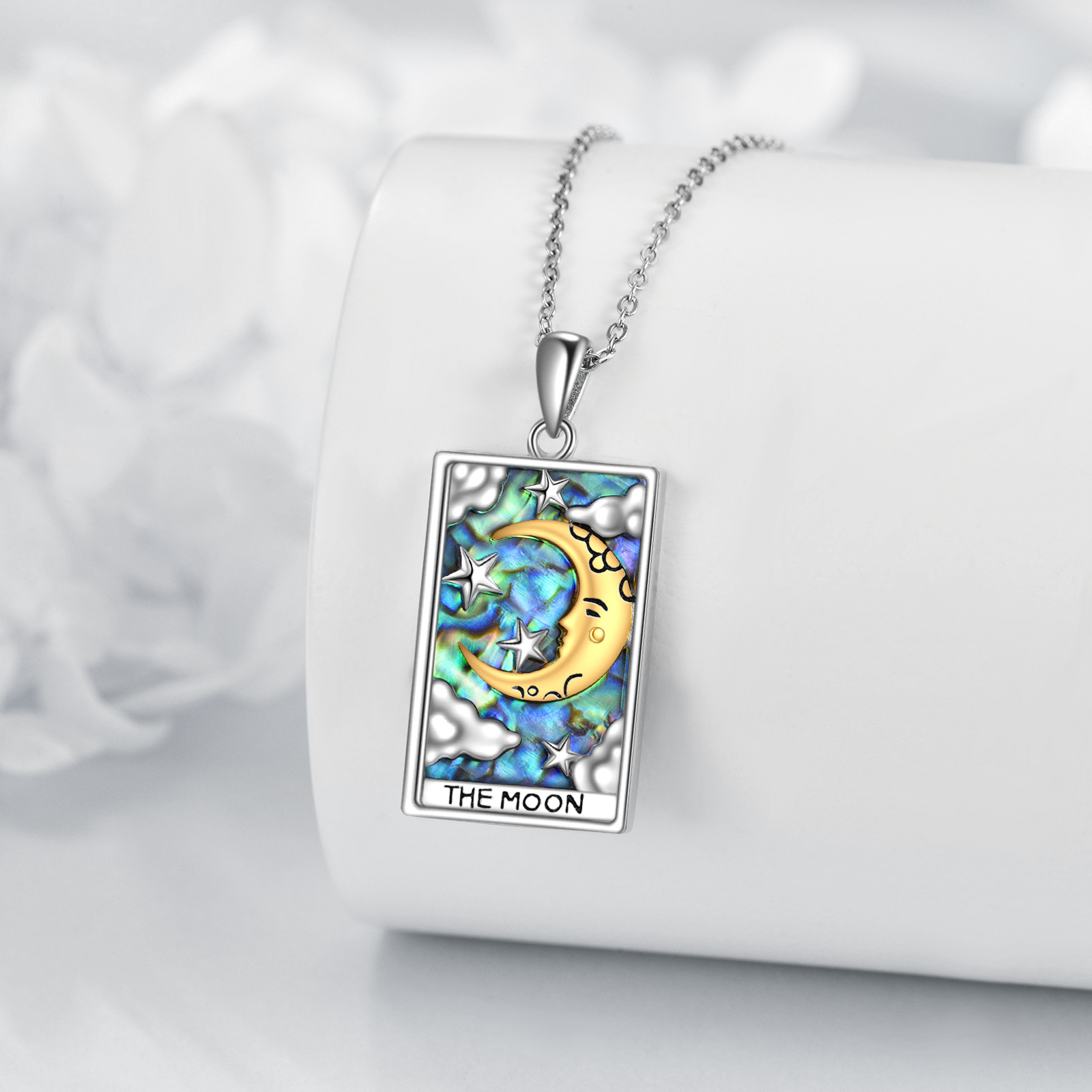 925 Sterling Silver Abalone Shell Card Necklace, Daily Wear