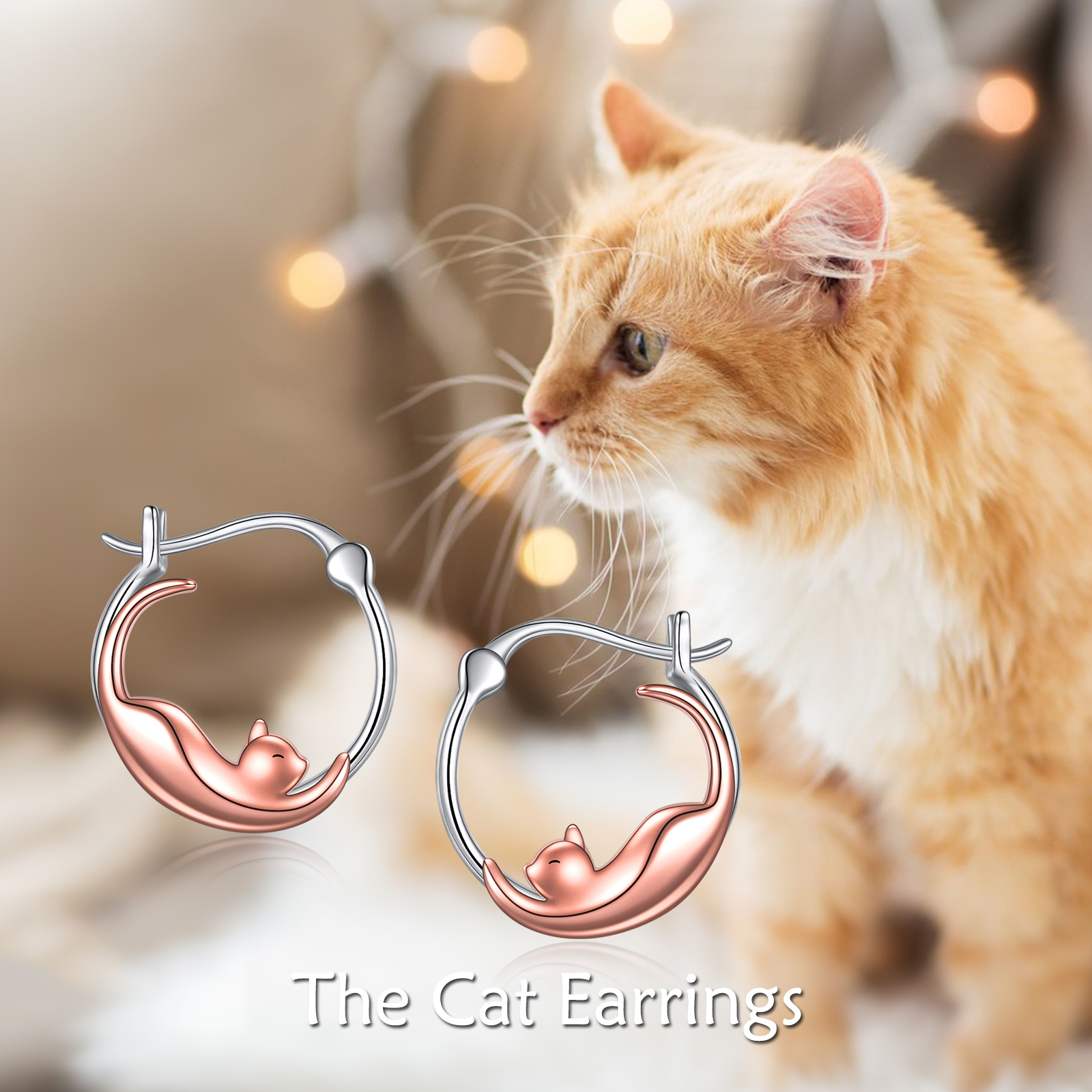 Women's 925 Sterling Silver Cat Huggie Hoop Earrings, Cute Design