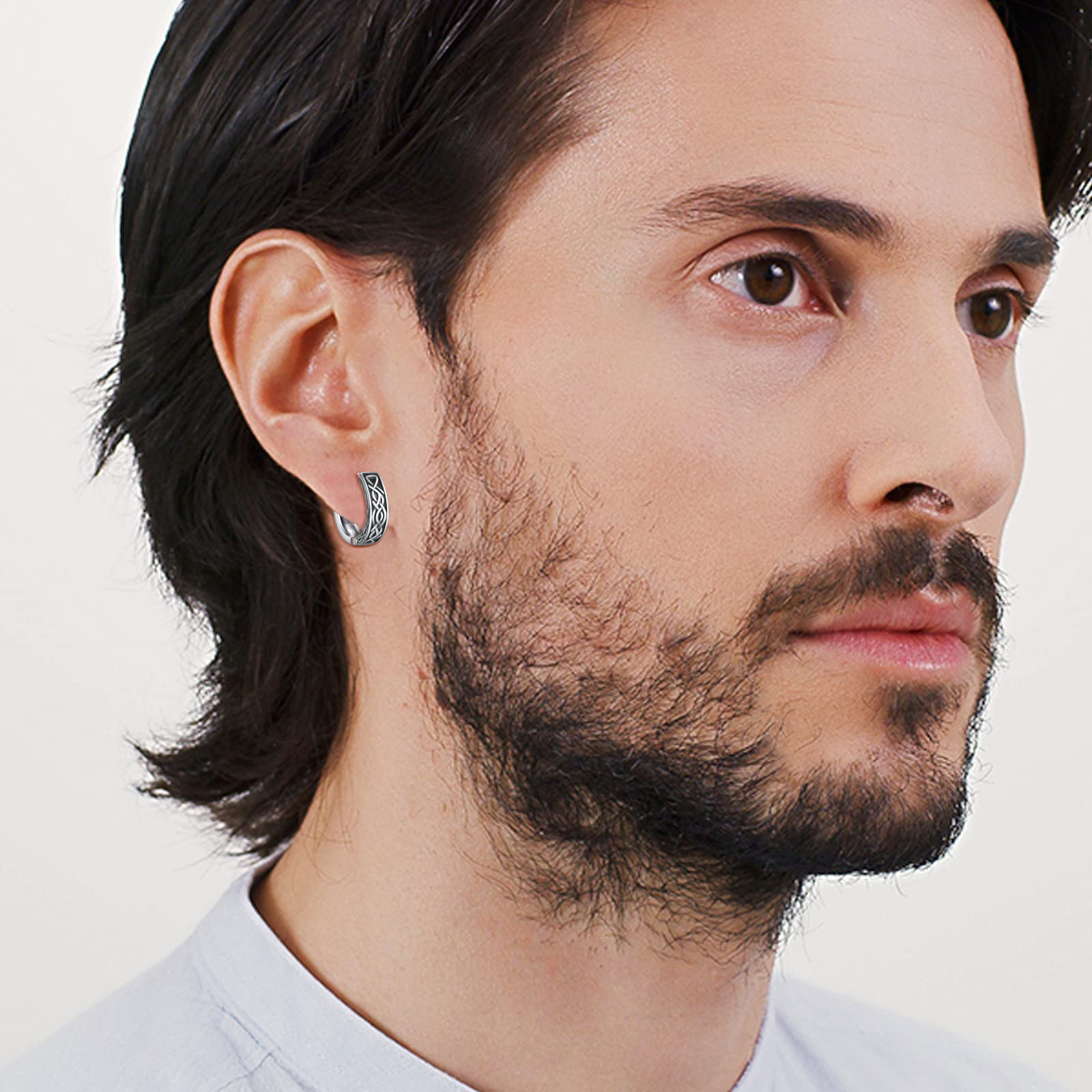 mens earrings 925 sterling silvery celtic black earrings viking earrings celtic knot jewelry Product details 4