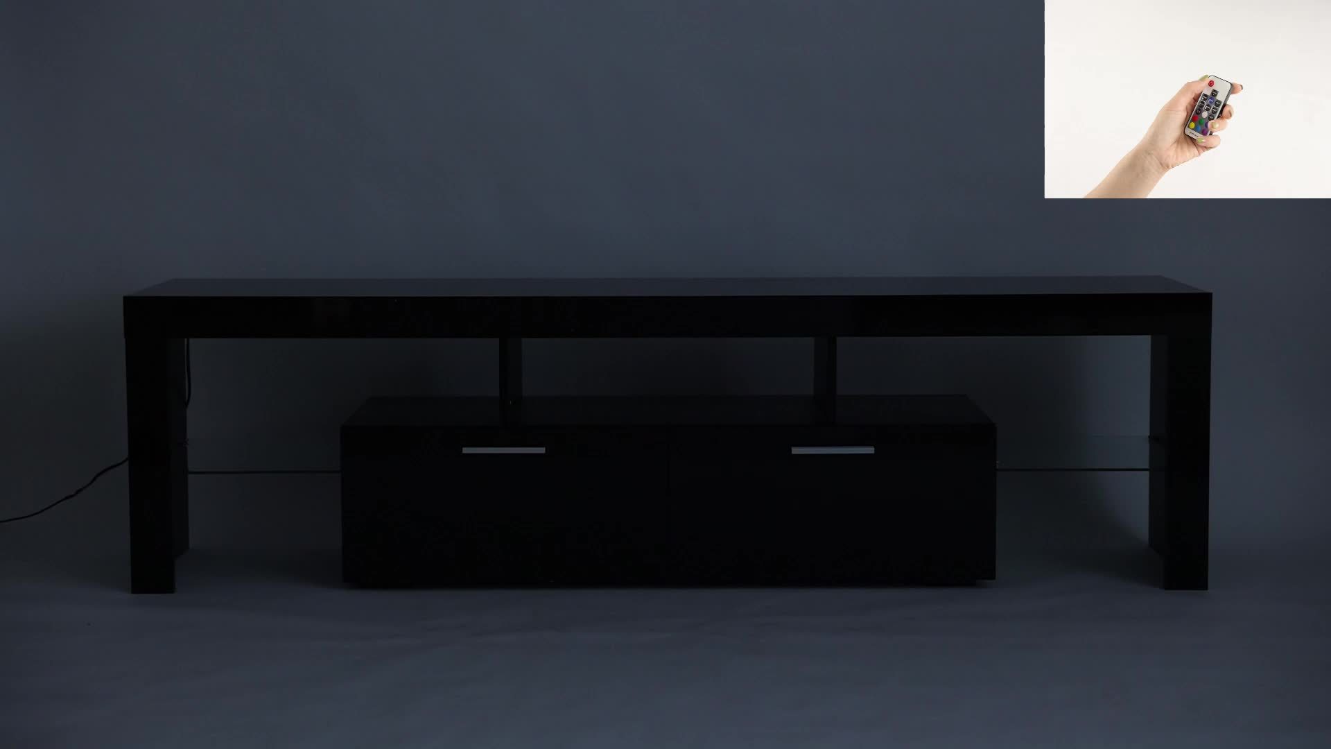 71" High Gloss White TV Stand with LED Lights for 55/65/75/80 Inch TVs, Gaming Entertainment Center with Cabinet for PS5, Modern Media Console Table with Glass Shelves for Living Room, Game Room, Bedroom - Image 11