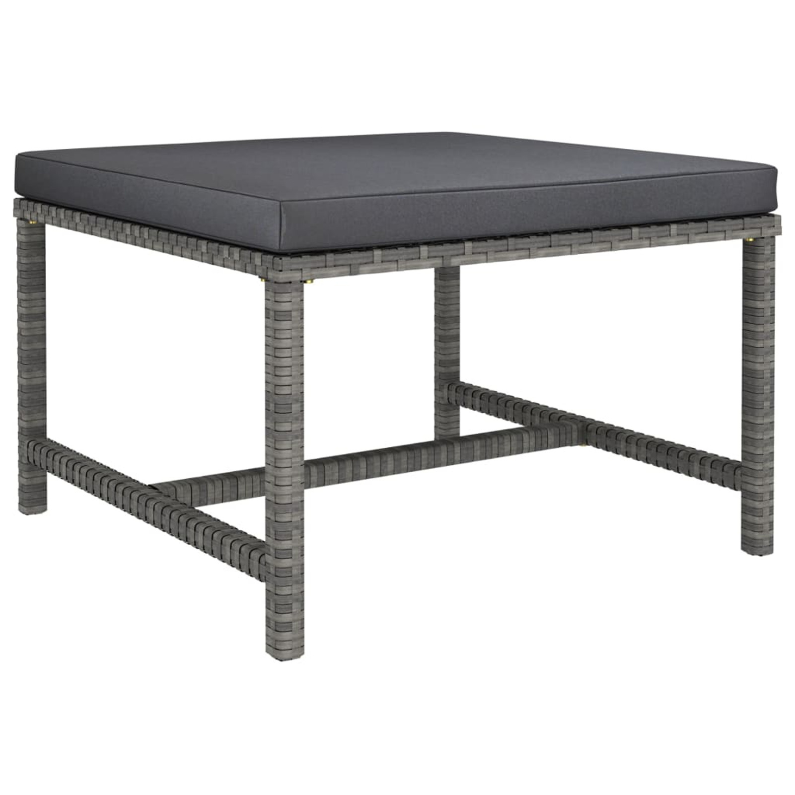 Modular Footstool With Cushion Grey Poly Rattan