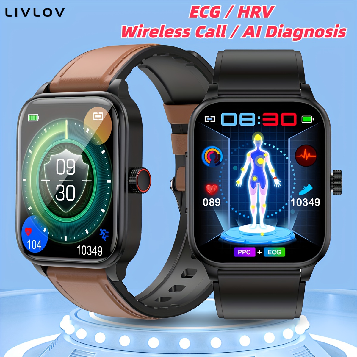 Reloj Inteligente De Glucosa En Sangre ECG+PPG HRV For Mujeres Y Hombres  Con Frecuencia Cardíaca,Oxígeno En Sangre,Sueño,Temperatura Corporal,1.92  Hd Ip68 Rastreador Fitness De Moda Bluetooth ( Color : :  Electrónicos