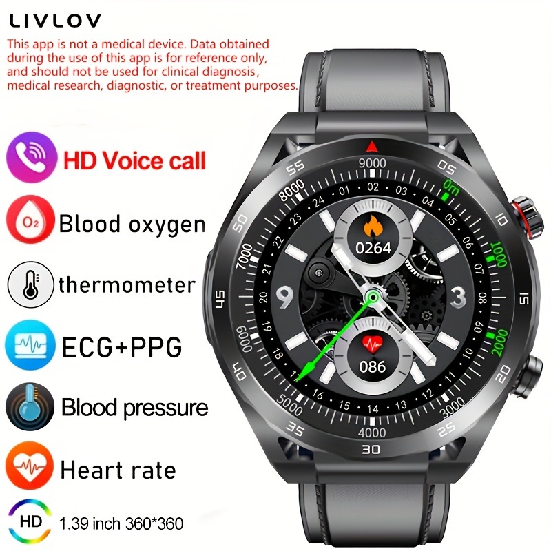 Reloj inteligente NFC ECG + PPG para hombre, Smartwatch con llamadas,  Bluetooth, GPS, rastreador de movimiento para Huawei Watch Ultimate para  IOS y