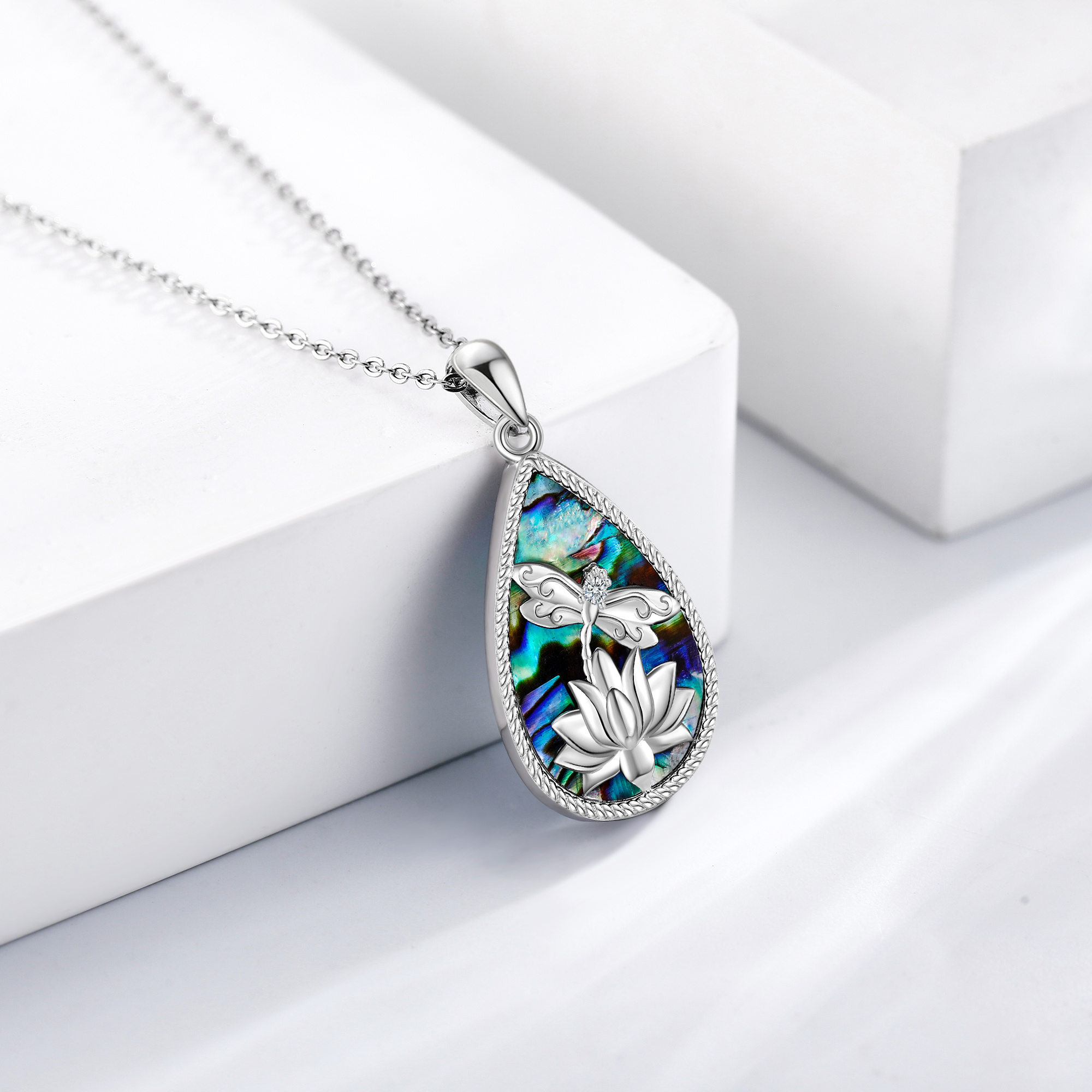 925 Sterling Silver Abalone Dragonfly Necklace, Meaningful Gift