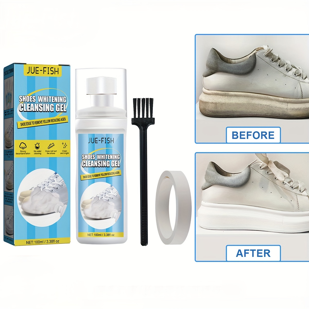 Qian Jue-fish Limpiador de descontaminación de bordes de zapatos blancos  Pequeño Limpiador de zapatos blancos sin agua para eliminar manchas y  manchas amarillas a Redox