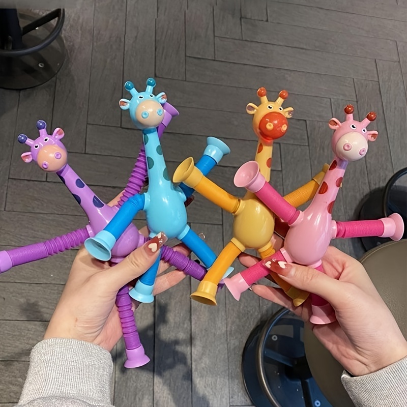 Acheter Luminous Suction Cup Giraffe Toy Stretchable Tube Kawaii Children  Educative Toys Cartoon Educational Learning Stress Relief Toys