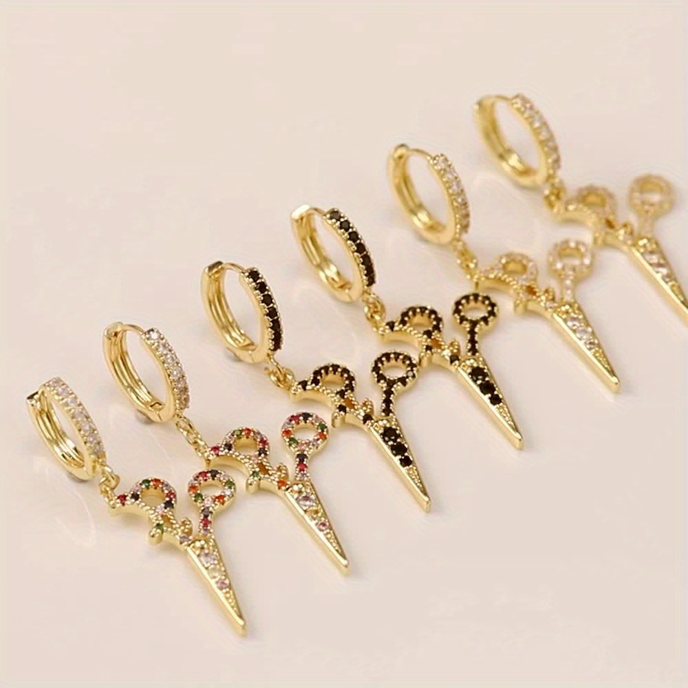 2pcs Gold-Plated Scissor Ear Cuffs, Unisex Punk Style