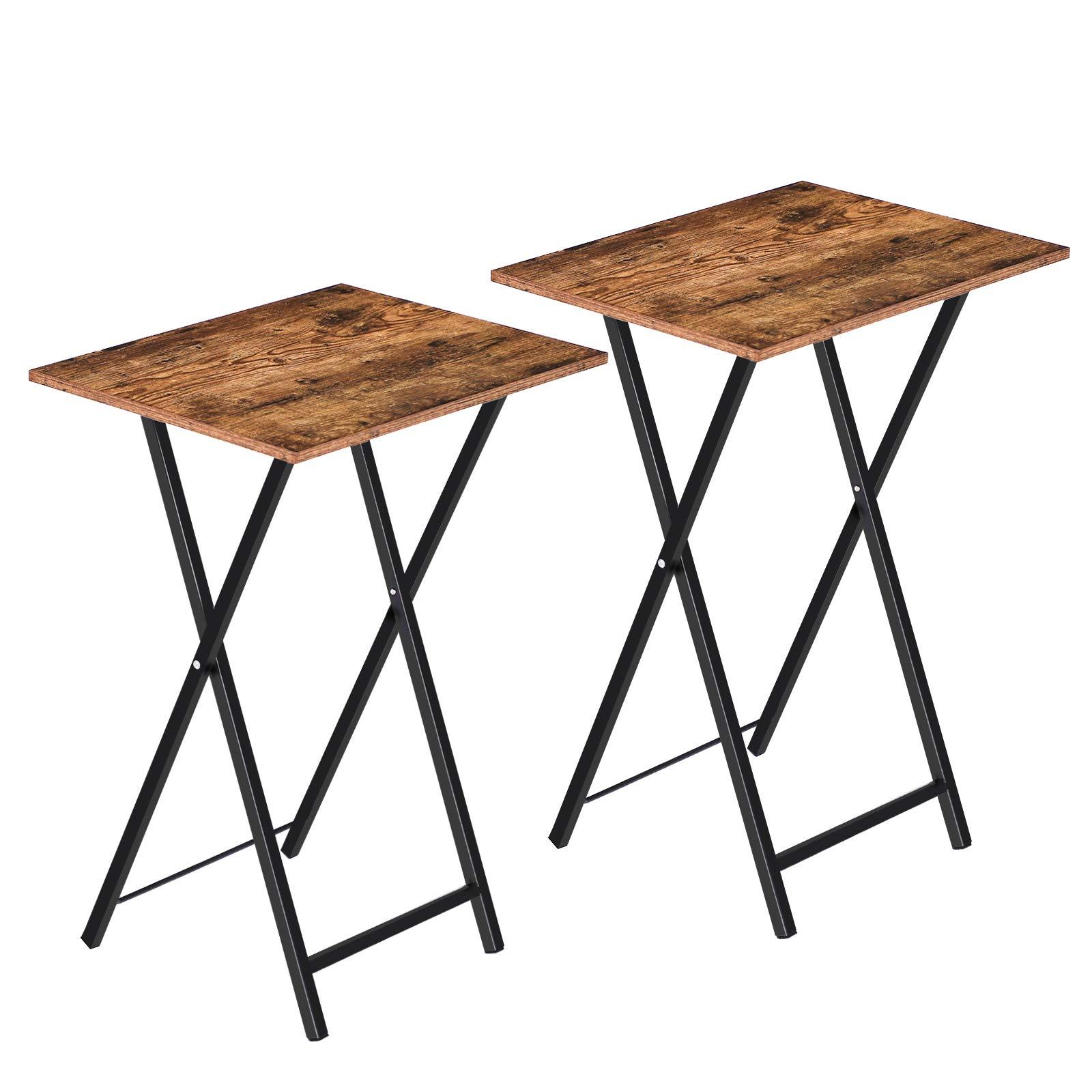 2pcs Foldable Table Set, Side Table, Easy To Assemble And Store, Suitable For Small Spaces, Living Room, Rustic Brown