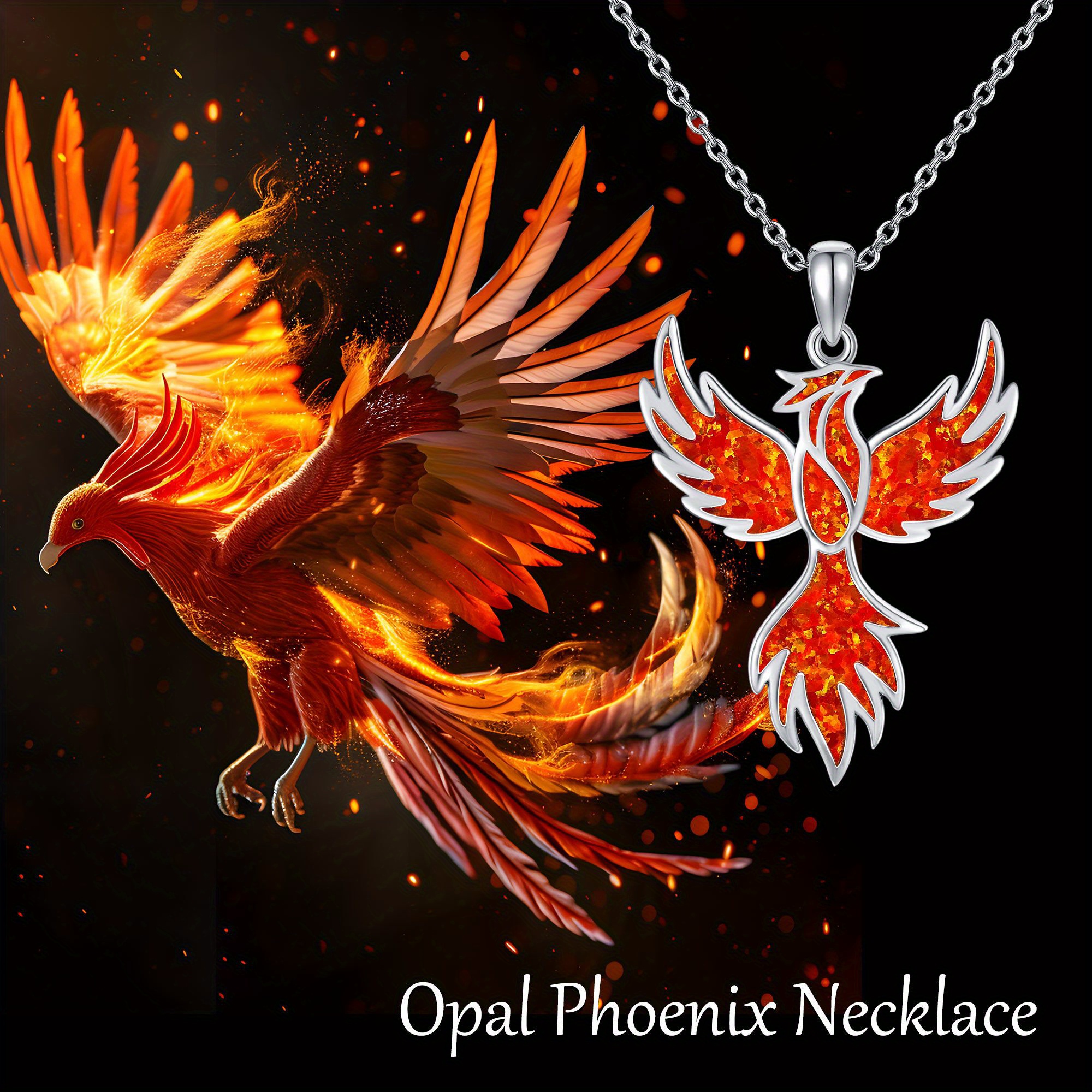 Sterling Silver Phoenix Pendant Necklace for Women