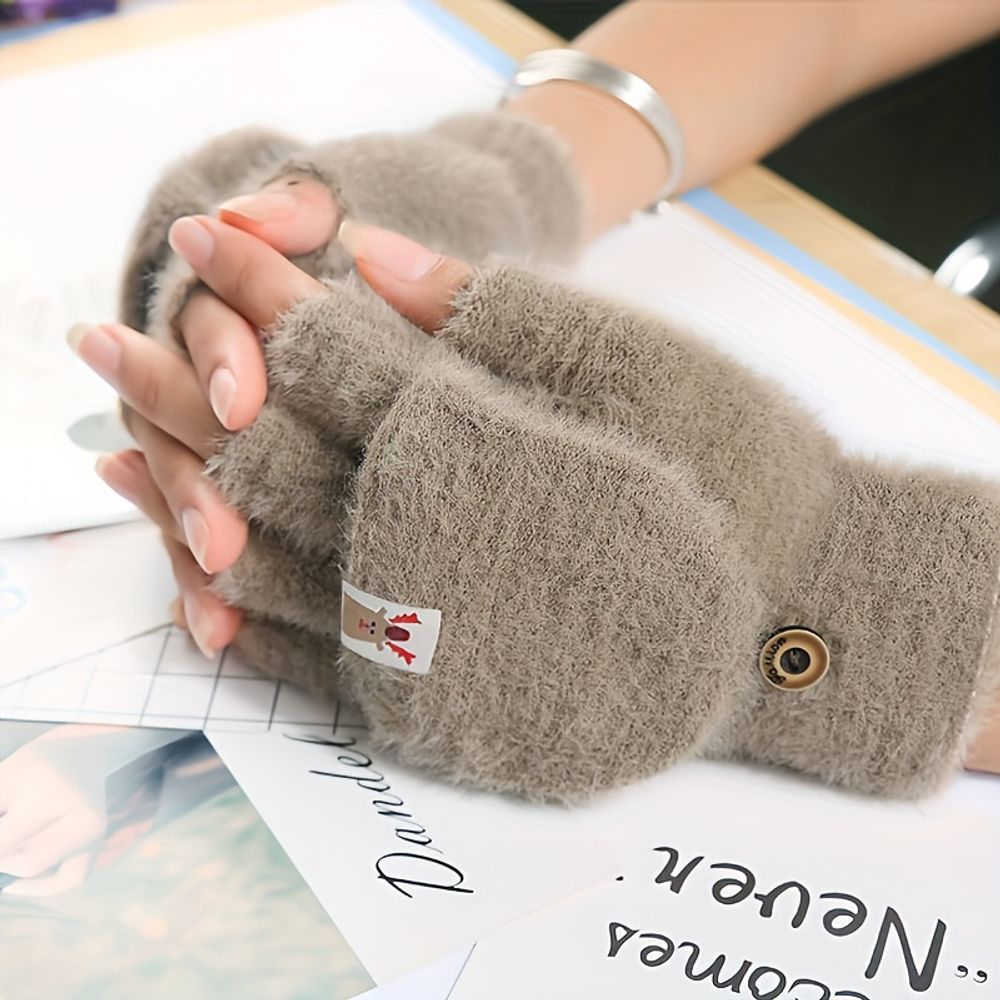Women's Winter Gloves with Deer Pattern, Touchscreen Compatible