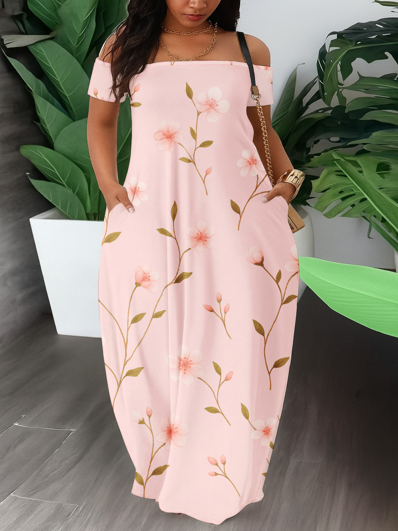 chinese dress ladies Celine Floral Tie Strap Bustier Maxi Dress main image 1