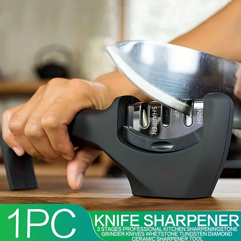 Professional Knife Sharpener - 3 Stage Tungsten Diamond Ceramic Sharpener  For Kitchen Knives - Effortlessly Sharpen Your Knives With Ease - Temu