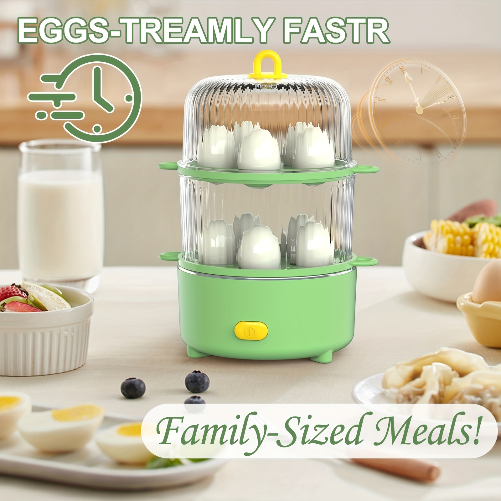  Egg Cooker Rapid Poacher Maker UP TO 14 Eggs Capacity Electric  Large Egg Boiler for Hard Boiled Eggs with Auto Shut Off Double/Single  Stack Cool Kitchen Gadgets Home Accessories (Double Stack)