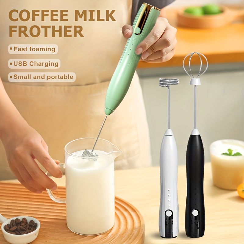 1set Usb Rechargeable Multifunctional Portable Electric Egg Beater Mini  Wireless Coffee Milk Tea Stirrer Handheld Milk Frother With 3 Stirring  Heads, Suitable For Stirring Coffee, Milk Tea, Eggs