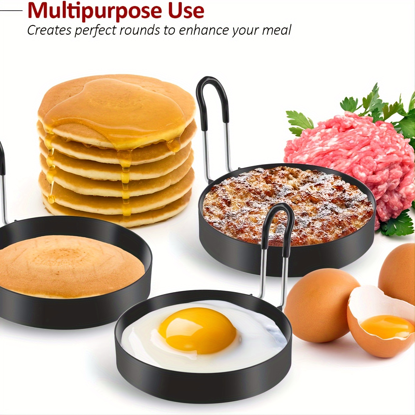 4PCS NEW Egg Fried Mold Silicone Ring Pancake Silica Gel Kitchen Cooking  Tool US