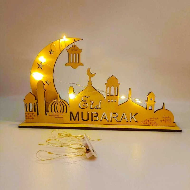 Holz LED-Lampe Ramadan Dekoration Crescent Mond-Stern-Lichter Muslim Islam  Eid Ramadan Festival Halbmond Nachtlicht Für Für Partys, Zu Hause Und Als