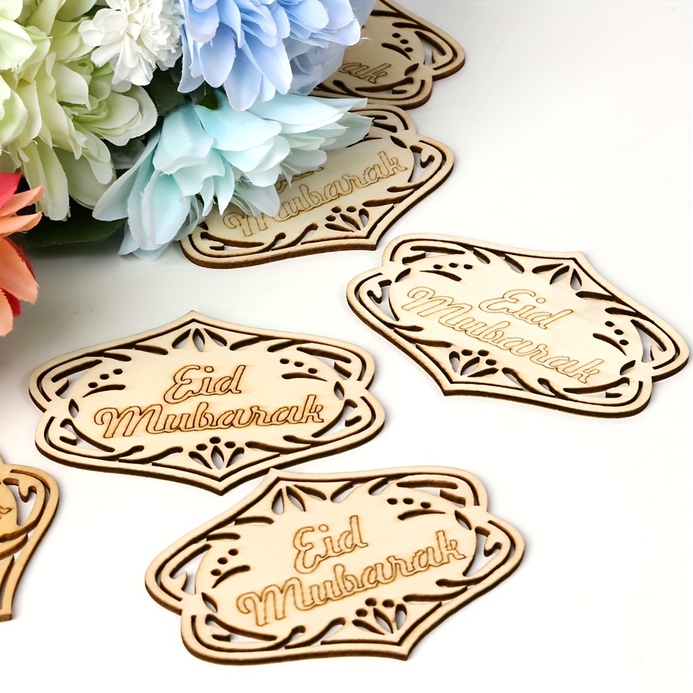 2024 adornos de madera Eid al-Fitr Ramadán Eid al-Adha Al-Adha decoraciones  de mesa bandeja de postres artesanías