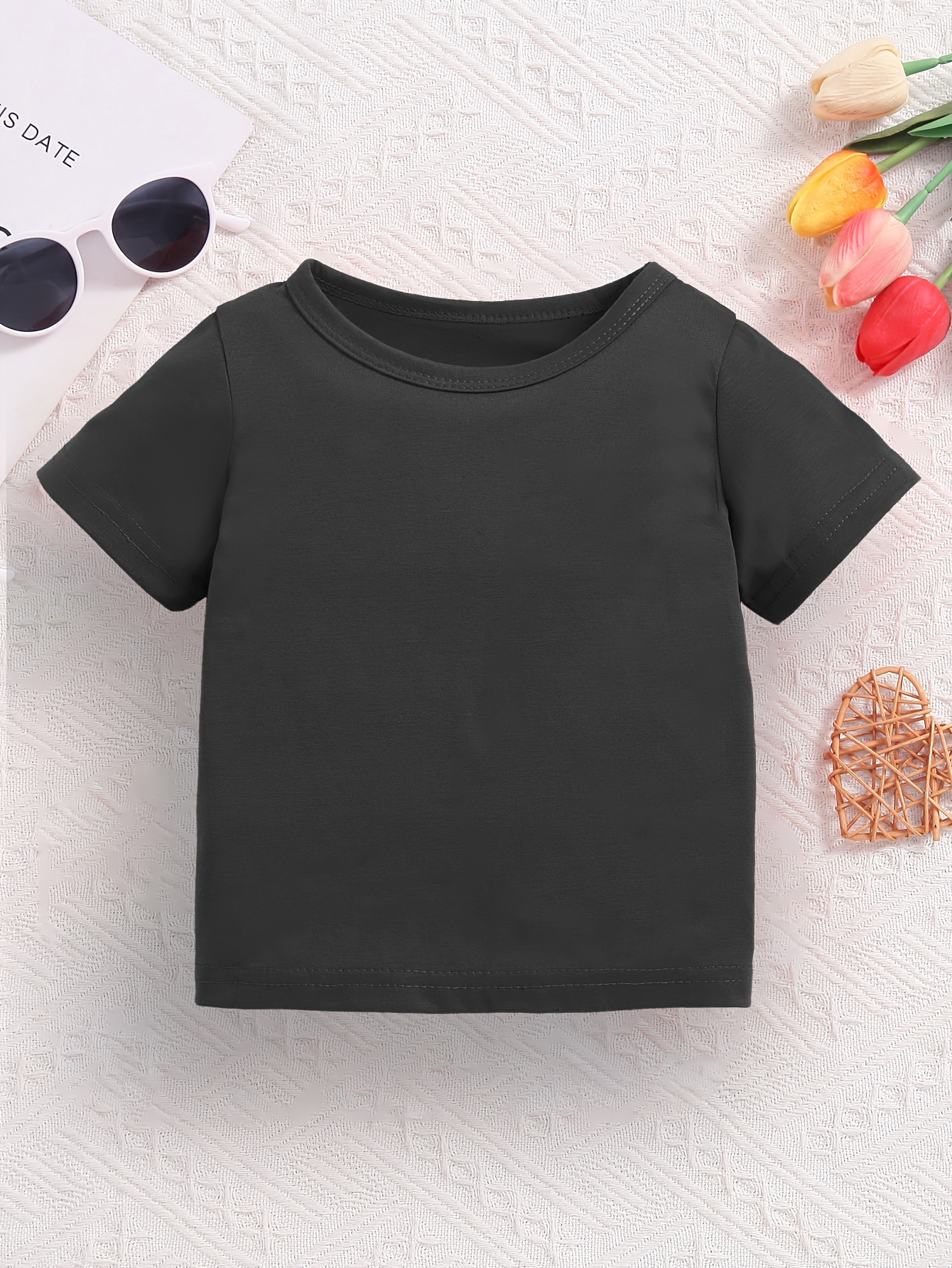 Camiseta negra liso para niños